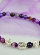 Bracelet Religieux Vierge Miraculeuse en Agate & Croix Diamants