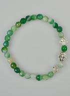 Bracelet Religieux Vierge Miraculeuse en Agate Verte & Croix Diamants