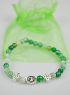 Bracelet Religieux Vierge Miraculeuse en Agate Verte & Croix Diamants