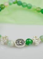 Bracelet Religieux Vierge Miraculeuse en Agate Verte & Croix Diamants