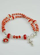 Bracelet Dizainier en Cristal Serti Rouge - Croix & Médaille Miraculeuse