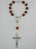 Dizainier Ste Vierge Marie Grains Marrons & Croix de Jésus
