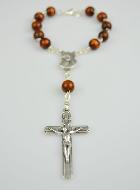 Dizainier Ste Vierge Marie Grains Marrons & Croix de Jésus