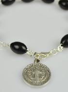 Bracelet Dizainier Bois Noir - Croix et Médaille de Saint Benoît