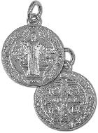 Médaille de Saint Benoît en Métal Argenté - 17 mm