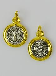 Médaille de Saint Benoît - Métal Argenté & Doré - 13mm