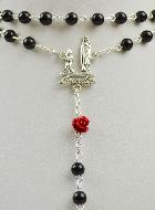 Chapelet Mode Collier en Perles Noires sur Chaîne