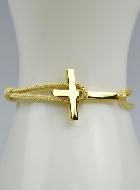 Bracelet avec Croix Doré sur Cordon Beige - Taille Femme