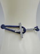 Bracelet avec Croix Argentée sur Cordon Marine - Taille Femme