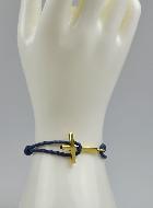 Bracelet avec Croix Dorée sur Cordon Marine - Taille Femme