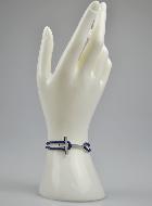 Bracelet avec Croix Argentée sur Cordon Marine - Taille Homme