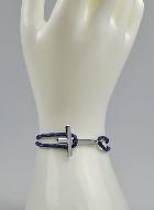 Bracelet avec Croix Argentée sur Cordon Marine - Taille Homme