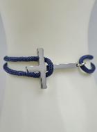 Bracelet avec Croix Argentée sur Cordon Marine - Taille Homme