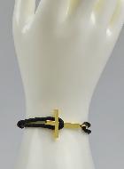 Bracelet avec Croix Dorée sur Cordon Noir - Taille Femme