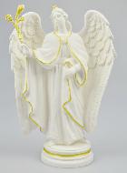 Statue Ange Gabriel en Albâtre & Fil d'Or - 19 cm