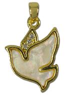 Pendentif Colombe Esprit Saint & Nacre Véritable - 12mm