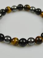 Bracelet en Pierre Naturelle Hématite, Oeil de tigre & Obsidienne Noire