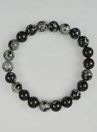 Bracelet en Pierre Naturelle d'Obsidienne - Flocon de Neige