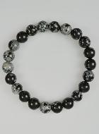 Bracelet en Pierre Naturelle d'Obsidienne - Flocon de Neige