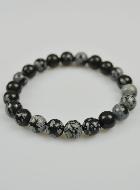 Bracelet en Pierre Naturelle d'Obsidienne - Flocon de Neige