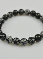 Bracelet en Pierre Naturelle d'Obsidienne - Flocon de Neige