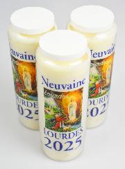 Lot de 3 Bougies de Neuvaine Prière à Lourdes 2025 - 17.5cm