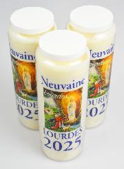 Lot de 3 Bougies de Neuvaine Prière à Lourdes 2024 - 17.5cm