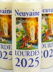 Lot de 3 Bougies de Neuvaine Prière à Lourdes 2024 - 17.5cm