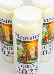Lot de 3 Bougies de Neuvaine Prière à Lourdes 2025 - 17.5cm
