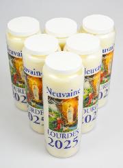 Lot de 6 Bougies de Neuvaine Prière à Lourdes 2025 - 17.5cm
