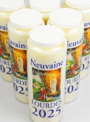 Lot de 6 Bougies de Neuvaine Prière à Lourdes 2025 - 17.5cm