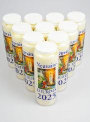 Lot de 10 Bougies de Neuvaine Prière à Lourdes 2025 - 17.5cm