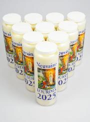 Lot de 10 Bougies de Neuvaine Prière à Lourdes 2024 - 17.5cm