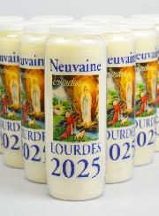 Lot de 10 Bougies de Neuvaine Prière à Lourdes 2024 - 17.5cm