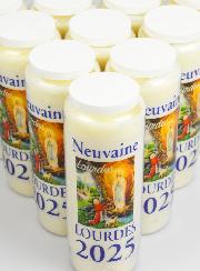 Lot de 10 Bougies de Neuvaine Prière à Lourdes 2025 - 17.5cm