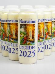 Lot de 20 Bougies de Neuvaine Prière à Lourdes 2024 - 17.5cm