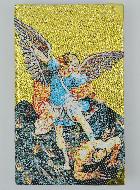 Bloc Notes Saint Michel - Couverture en Tissu Brodé de Fil Doré