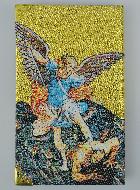 Bloc Notes Saint Michel - Couverture en Tissu Brodé de Fil Doré