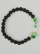 Bracelet Croix en Pierre de Lave Verte & Aventurine