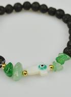 Bracelet Croix en Pierre de Lave Verte & Aventurine