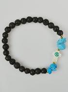Bracelet Croix en Pierre de Lave Verte & Turquoise