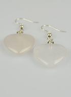 Boucles d'Oreilles Coeur Quartz Rose 20mm