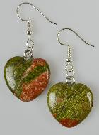 Boucles d'Oreilles Coeur Unakite 20mm