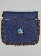 Porte Monnaie avec Médaille Vierge Miraculeuse - Cuir Bleu