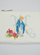 Porte Monnaie Sainte Vierge Miraculeuse - Cuir Blanc