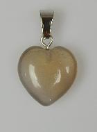 Pendentif Coeur en Pierre d'Agate Grise - 15mm