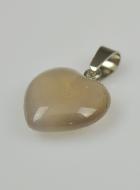 Pendentif Coeur en Pierre d'Agate Grise - 15mm