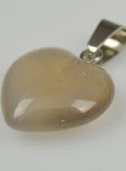 Pendentif Coeur en Pierre d'Agate Grise - 15mm