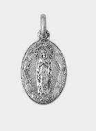 Médaille Notre Dame de Lourdes en Argent Vieilli - 19mm