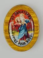 Plaque Auto Saint Christophe en Bois d'Olivier 4cm